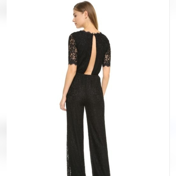 Diane Von Furstenberg Black Kendra Lace Jumpsuit NWT Size 10 - Picture 13 of 14